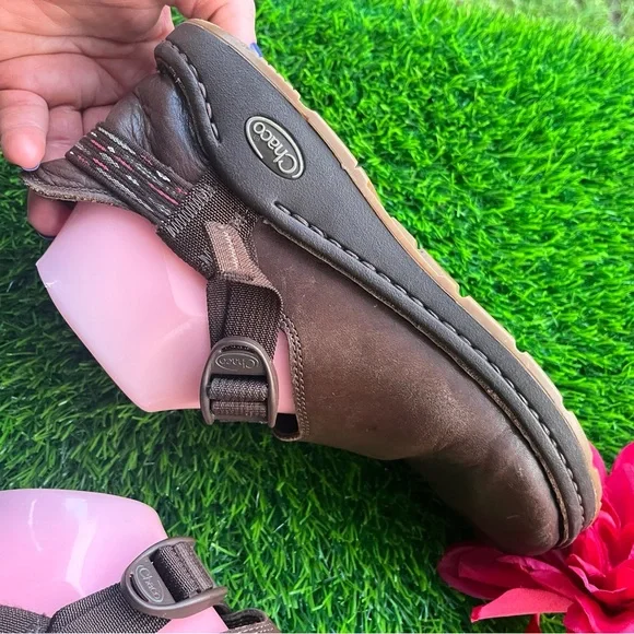 CHACO CHACOS CHACO'S BROWN LEATHER CLOGS ADJUSTABLE STRAP 8.5 MARY JANES - Picture 12 of 14